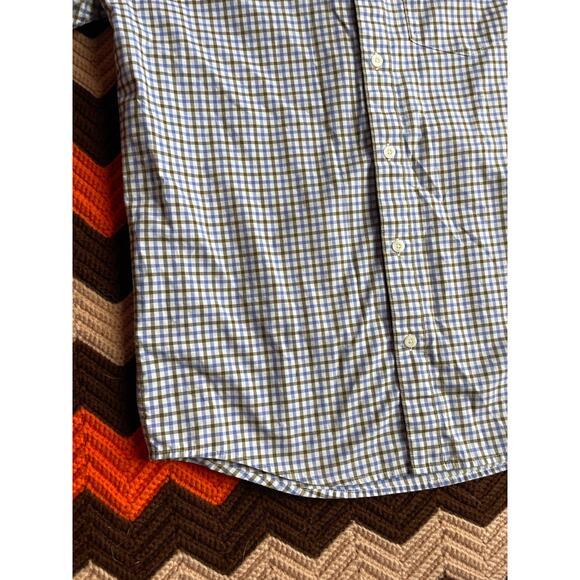 Patagonia Button Down Short Sleeve Shirt Sz SM Blue & Brown Plaid Organic Cotton - Picture 2 of 8